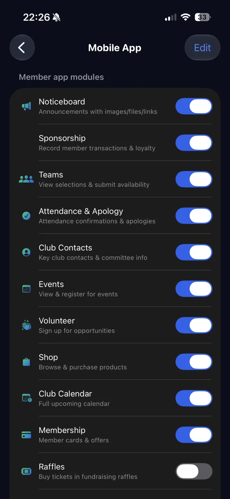 DashLite member app module controls