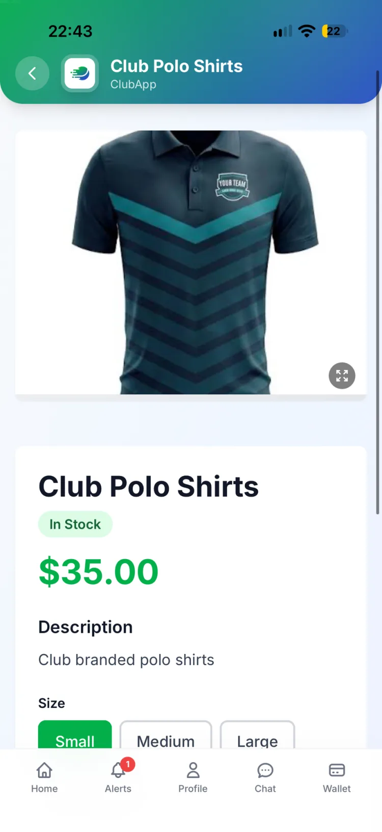 ClubApp club shop product